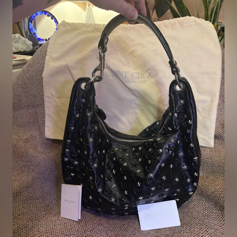 Jimmy Choo Star Studded Leather Shoulder Bag - Picture 2 of 16